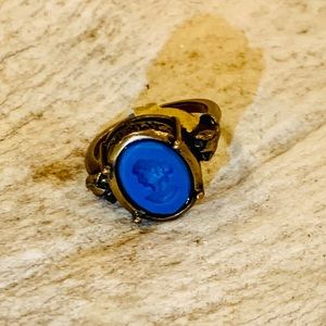 Extasia French Blue Statement Intaglio Ring Size 8